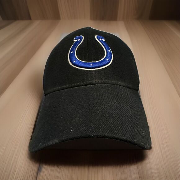 Indianapolis Colts Black Hat Stretch One Fit Horseshoe Logo Cap Football - Picture 1 of 9